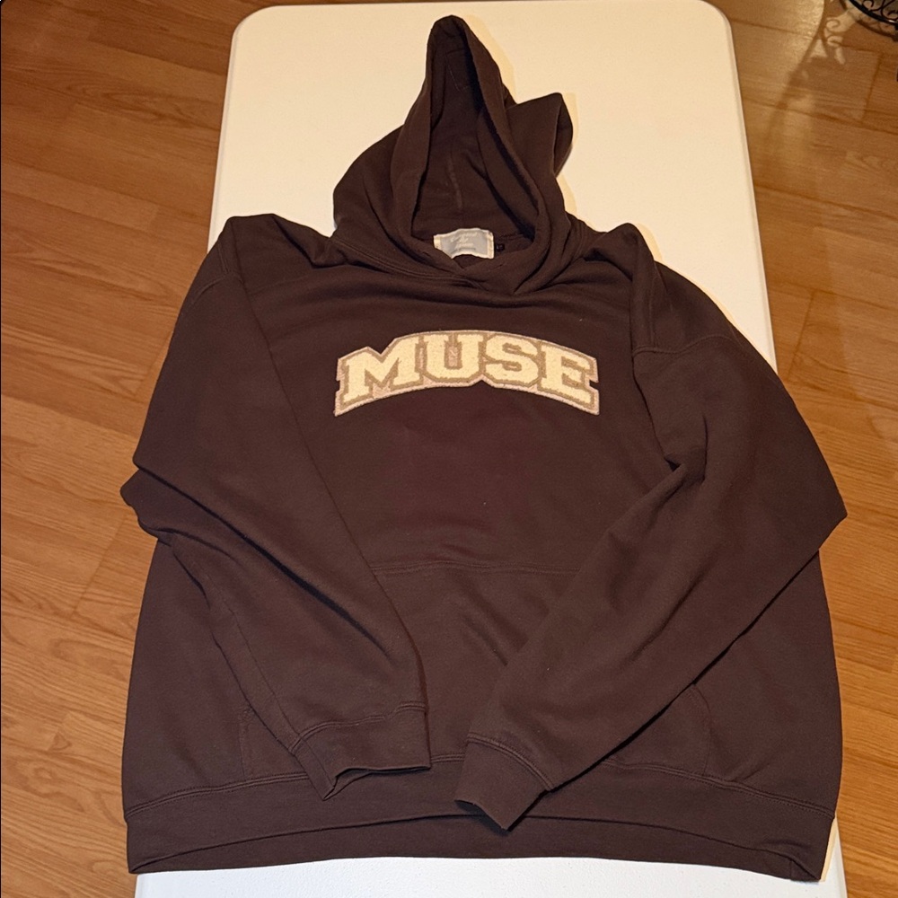 Muse Men's Dark Brown Hoodie with Cream Logo
